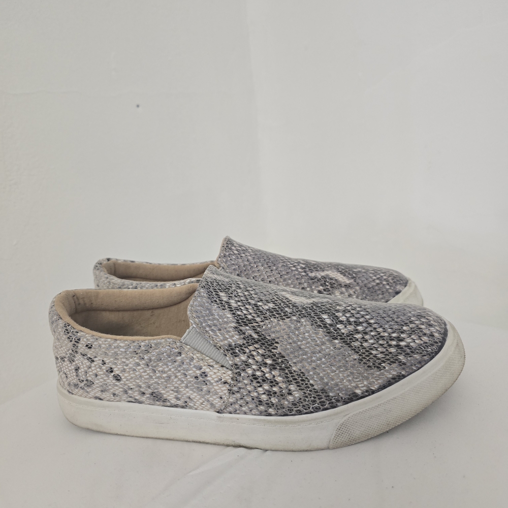 Soda Gray Snake Print Slip-On Sneakers